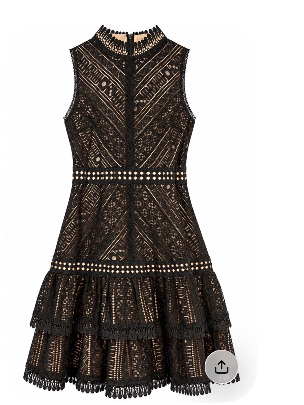 Anthropologie Black Lace High-Neck Tiered Dress